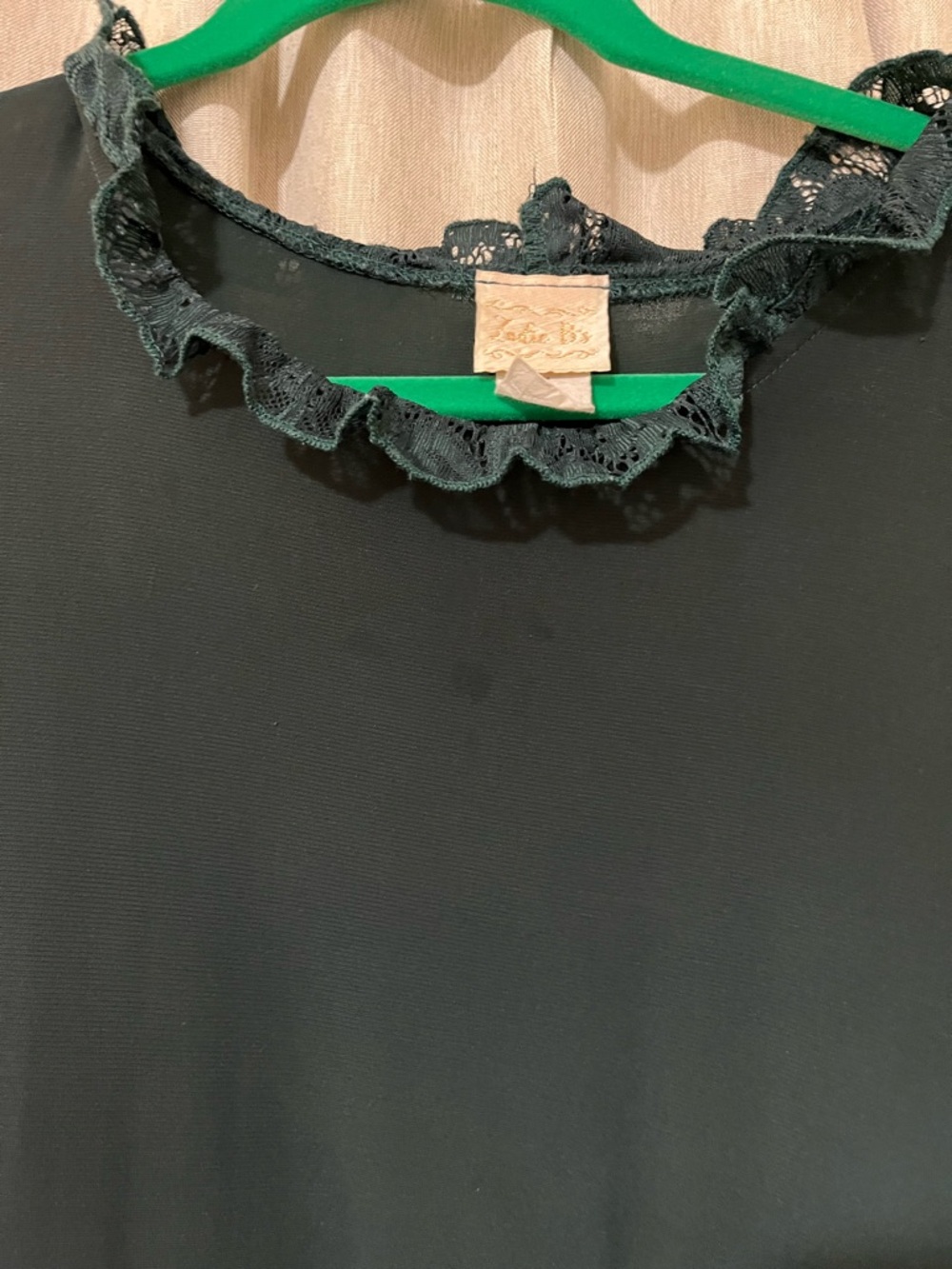 Dark Green Ruffled Lace Maxi Dress with Tiered Skirt - Picture 2 of 2